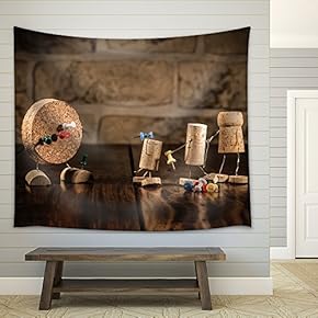Concept Gaming Dart with Wine Cork Figures - Fabric Wall Tapestry Home Decor - 51x60 inches