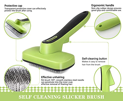 TiRAC TiRiC Self Cleaning Grooming Dematting Tool for Large&Small Dogs Cats,Stainless Steel Rake Comb,Pet Undercoat… - Image 3