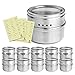 SUPERIOR QUALITY Magnetic Spice Tins; Recently IMPROVED MAGNET STRENGTH for Securing to Metallic Surface; 12-Pack Spice Jar Organizers; Spice Container Set; Free Condiment Labels