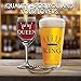 King Beer Queen Wine Glass (Set of 2) - His Hers Couple Drinkware - Newlyweds Wedding Anniversary Bridal Gift - Mr and Mrs Housewarming Birthday Glassware - Husband Wife Funny Fancy Royalty Novelty