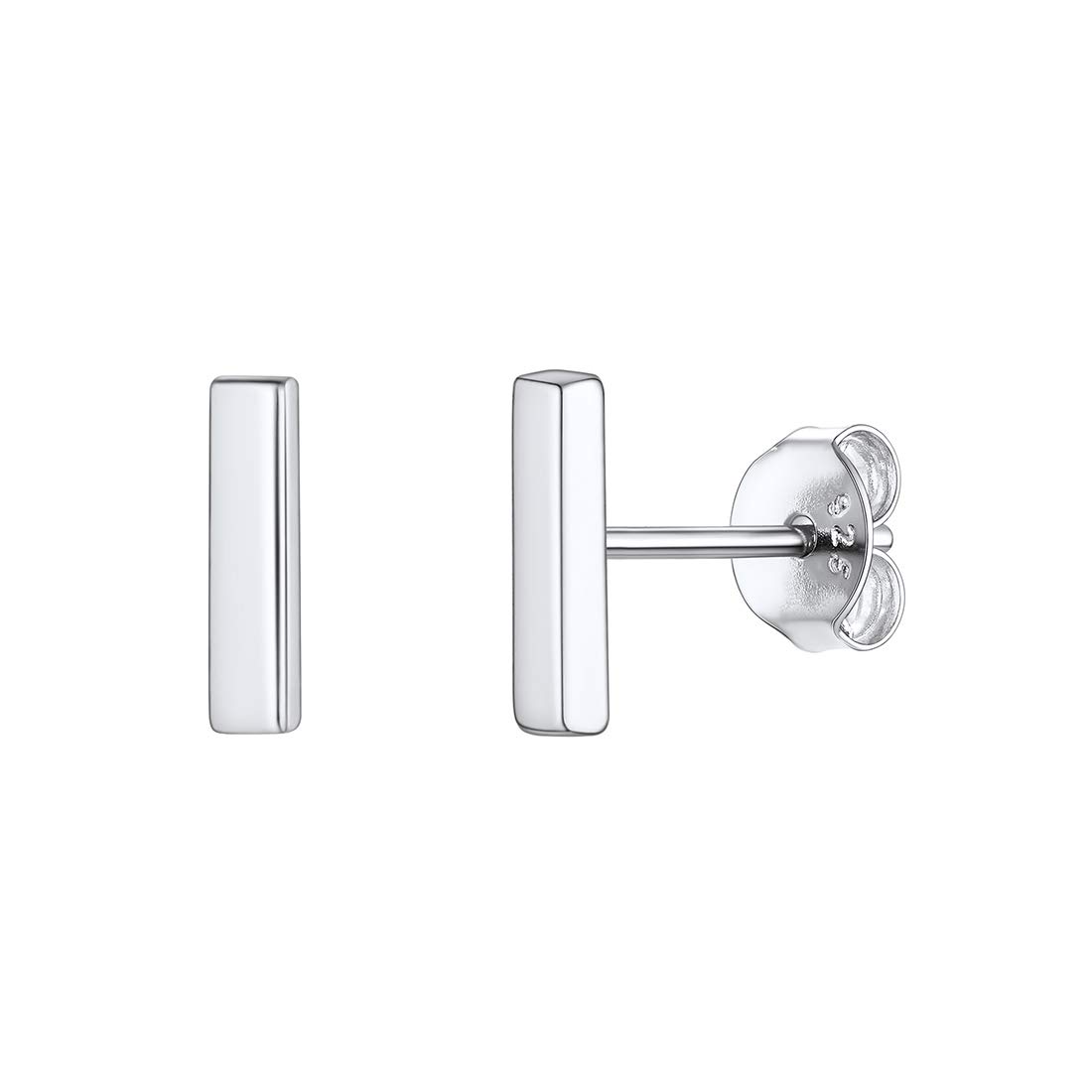 Silver Mini Bar Stud Earrings for Women 925 Sterling Silver Minimalist Jewelry