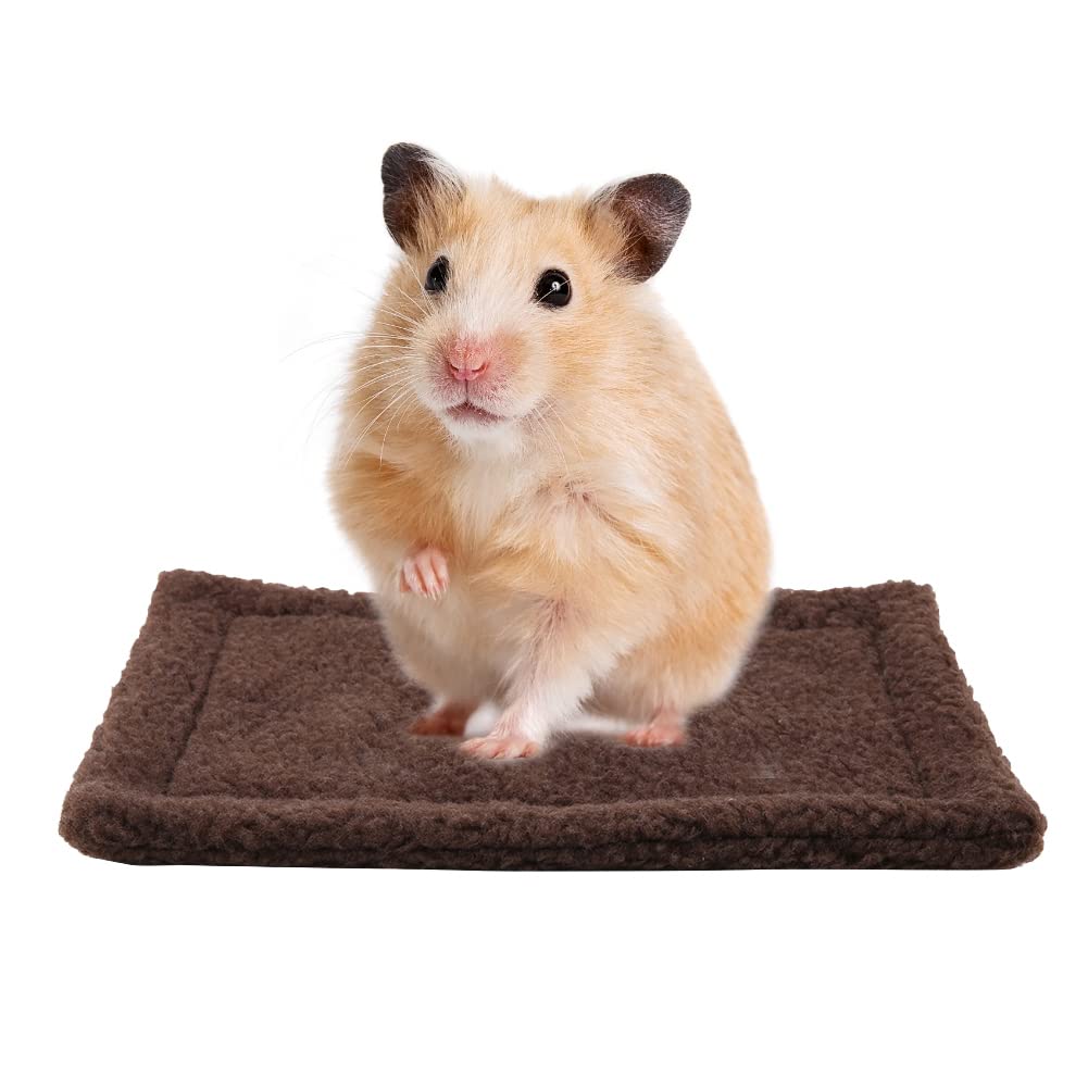 TOPINCN Small Animal Beds Rectangular Soft Warm Plush Cushion Pet Sleeping Bed Mat Hamster House Nest Blanket Hedgehog Guinea Pig Supplies (Dark Brown)