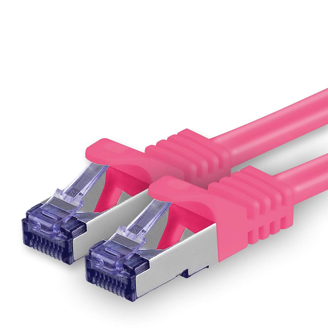 1aTTack.de Cat.7 network cable 3.0 m - magenta - 1 piece - Cat7 patch cable (SFTP/PIMF/LSZH) raw cable 10 Gb/s with Rj 45 connector Cat.6a - 1 x 3 meters magenta