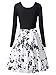 HuHot Women's Vintage Scoop Neck Long Sleeve A-line Cocktail Party Midi Dress