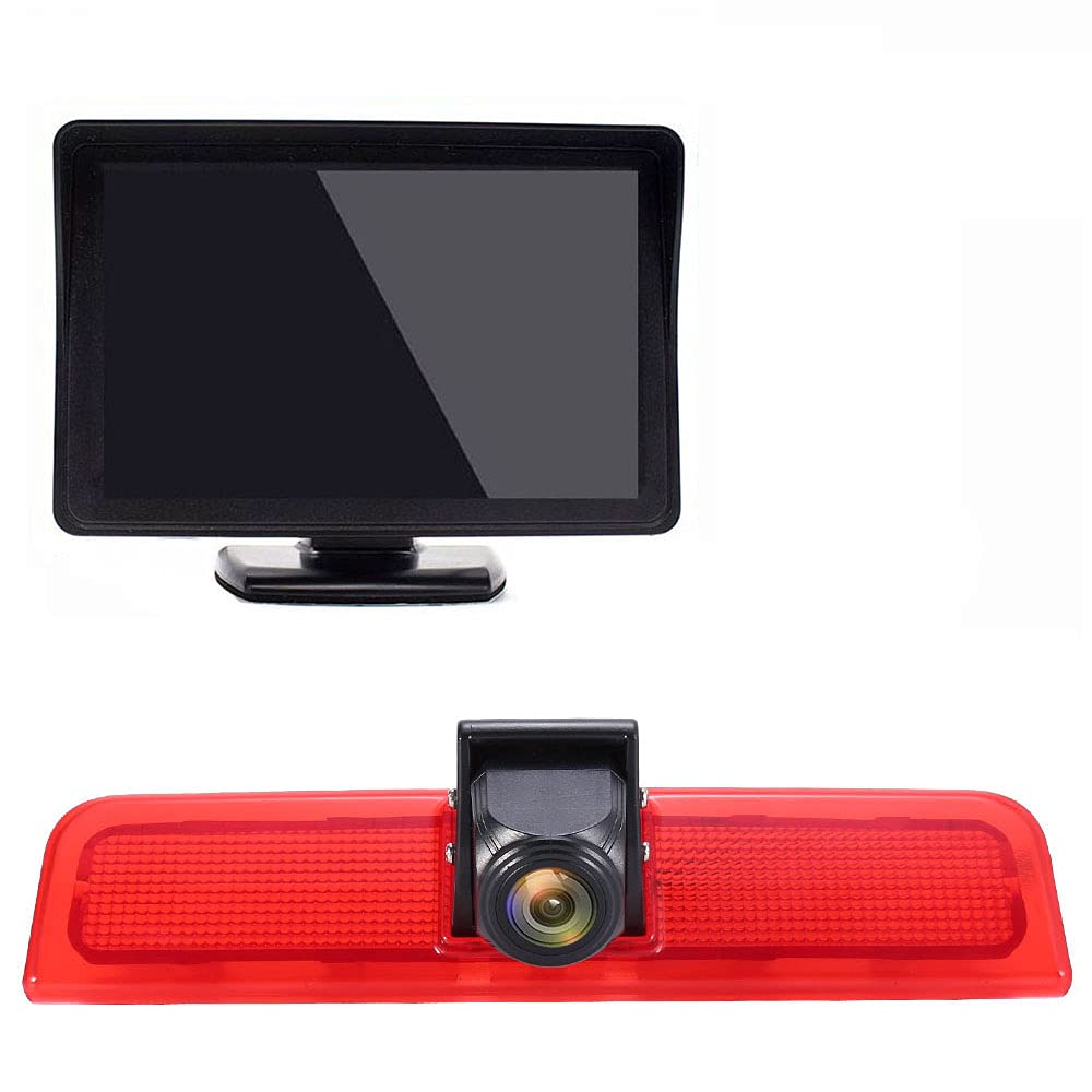 〔12mm Lens CMOS Camera + 4.3'' TFT LCD Monitor〕Car HD waterproof 3rd Brake Light Reverse Camera Kit for VW Caddy Life 2K Facelift III Kasten 2KA Kombi Cross maxi Tdi dritte 3 2003-2014 Bj