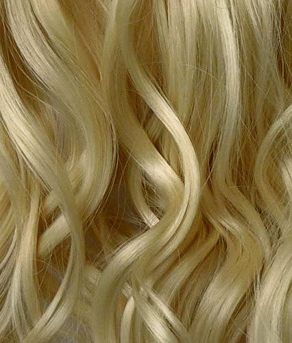 23" One Piece - Wavy/Curly - Light Blonde - Clip In Hair Extension - 5 Clips 120g - Japanese Heat Resistant Synthetic Hairpiece - Looks and Feels like Real Hair