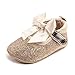Lidiano Baby Girls Glitter Sequins Sparkly Bling Bowknot Anti-Slip Mary Jane Flat Crib Shoes & Headband (0-6 Months, Gold)