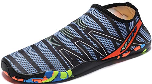 Mens Womens Water Shoes Quick Dry Barefoot for Yoga Swim Diving Surf Aqua Sports Pool Beach (Navy 42)