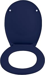 Spirella Blue Duroplast Oval Toilet Seat Soft Close Stainless Steel Hinges view 3