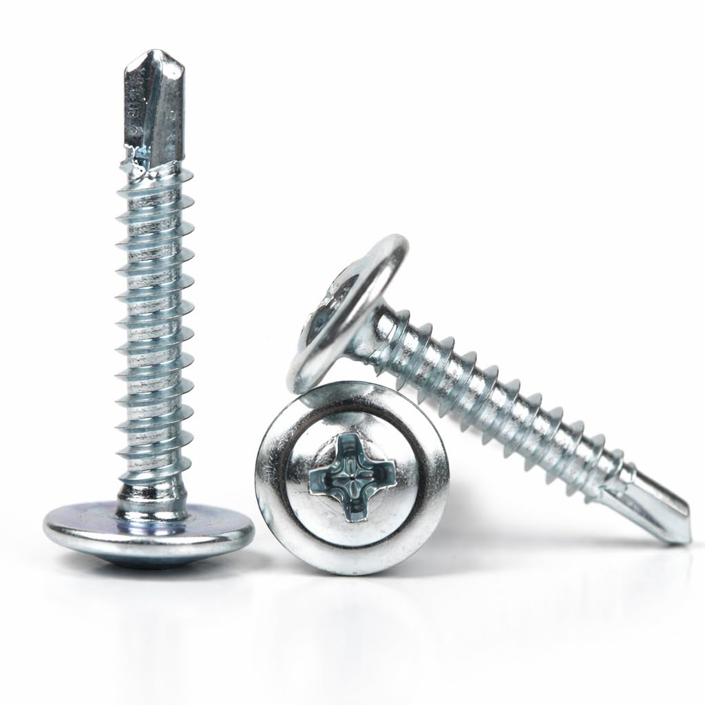 4.2mm x 65mm (Pack of 50) Self Drilling Phillips Wafer Head Screws Zinc Plated DIN7504T Self Tapping Screws for Metal Sheets Roofing Windows - F13B