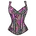 Kimring Women's Gothic Retro Jacquard Peasant Shoulder Straps Boby Shaper Tank Bustiers Spiral Steel Boned Overbust Corset Purple 5X-Large