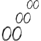 Osayia 316L Surgical Stainless Steel Small Hoop Earrings 8mm 10mm 12mm Hypoallergenic Huggie Thin Hoop Earrings Helix Lobes Hinged Sleeper Earrings Men Women for Cartilage Piercings