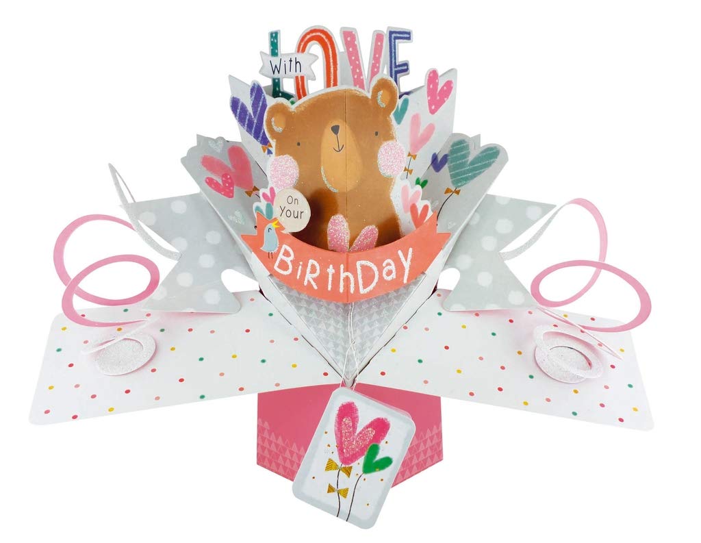 Birthday Cute Bear Pop-Up Greeting Card Original Second Nature 3D Pop Up Cards