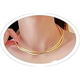 LKingel Multilayered Chunky Choker Necklace for Women Punk Stainless Steel Snake Bone Wrap Necklace Collar Necklace Punk Hip Hop Spring Collar Necklace, Prom Jewelry