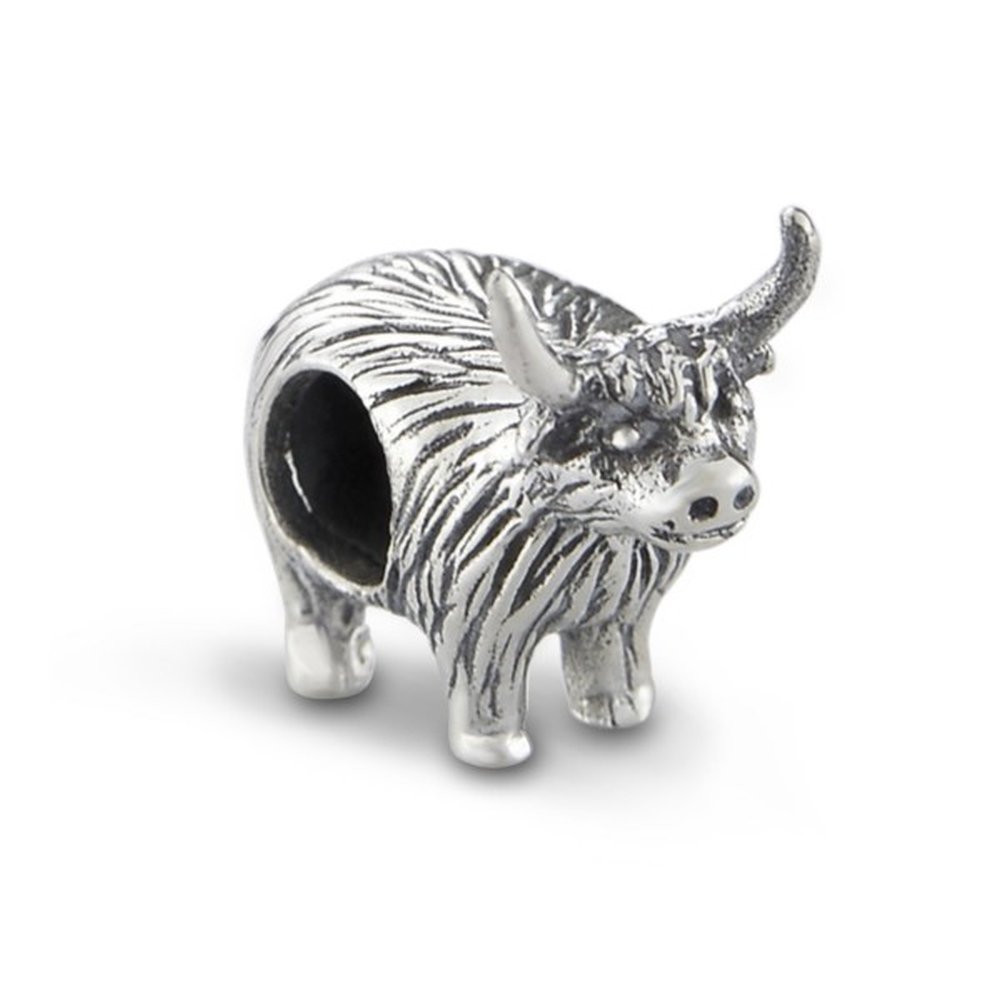 925 Sterling Silver Precious Metal Traditional Scottish Highland Cow Keepsake Bead Charm