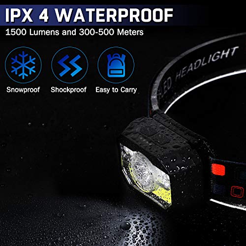 MLIAIMCE Stirnlampe LED Wiederaufladbar, 2 Stück 2000 Lumens Superhell Sensor Stirnlampe 11 Modi Kopflampe,IPX4… – Bild 7