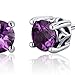 Peora Simulated Alexandrite Stud Earrings 925 Sterling Silver, Solitaire Scroll Gallery, 2.50 Carats Total, Round Shape 6mm, Friction Backs, Sparkling Color Change Alexandrite Jewelry