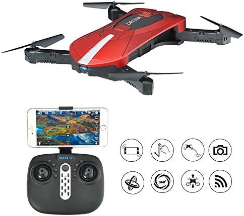 RC Selfie Drone with 2mp Camera, WIFI FPV Foldable Drone Quadcopter , Altitude Hold Pocket Drone RTF(2 battery)