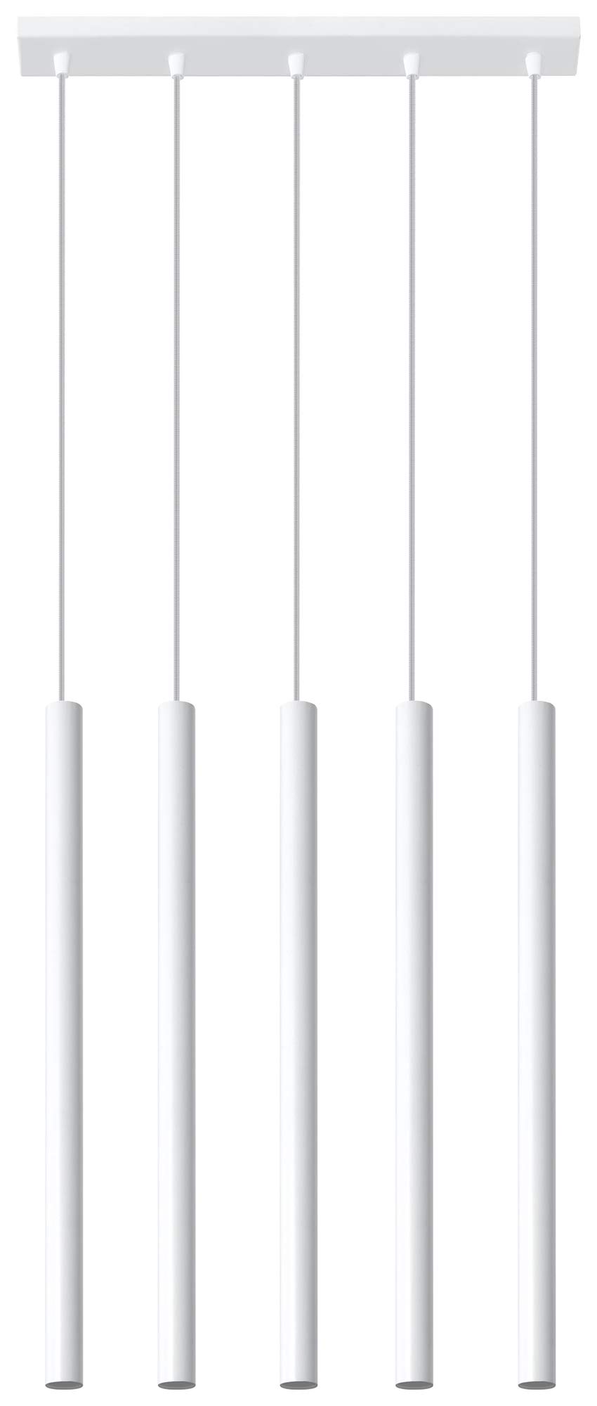 SOLLUX lighting Pastelo Ceiling Pendant Light with 5 Spotlights - Ceiling Light Living Room Pendant Light Dining Room Lamp - Kitchen Light Powder-Coated Steel in White 45 x 5 x 90 cm