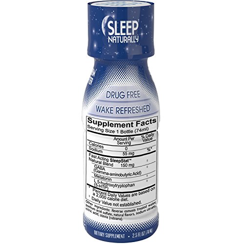 Dream Water Natural Sleep Aid, GABA, MELATONIN, 5-HTP, 2.5oz Shot, Snoozeberry, 24 Count Economy Value Pack