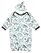 Newborn Baby Cartoon Dinosaur Sleep Gown Swaddle Sack Coming Home Outfit+Cap size 0-3Months (White)