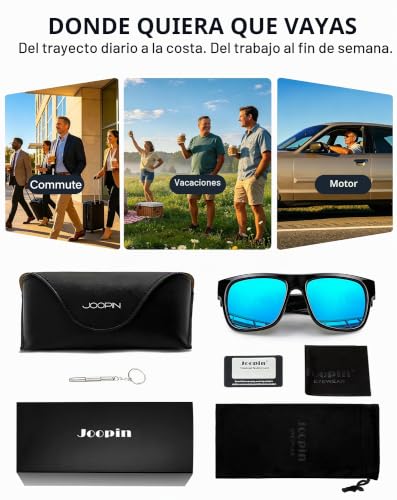 Joopin Acetate Men's Sunglasses Polarized Square Rectangle Frame TR90 Classic Fashion Style UV400 Protection