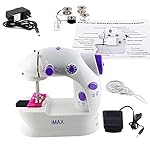 HAITRAL Sewing Machine Mini 2-Speed Double Thread, Double Speed, Portable Sewing Machine With Light and Cutter,White /Purple