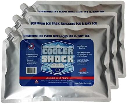 Cooler Shock 3X Lg. Zero°F Cooler Freeze Packs 10x14 inch - No More Ice Replaces Ice and is Reusable - Easy Fill - Add Water and Save! - 12lbs Total - Made in The USA