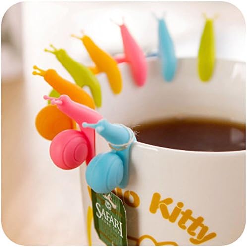 5 Pcs Cute Snail Shape Silicone Tea Bag Holder Cup Mug Candy (Randome Color Sent)