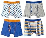 Trimfit Big Boys' 100 Percent Cotton Tagless Assorted Boxer Briefs 4-Pack (Navy/Orange/Yellow /White, S)