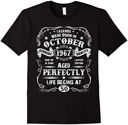 Mens Legend October 1967 Vintage Gift Ideas 50th Birthday T-Shirt 2XL Black