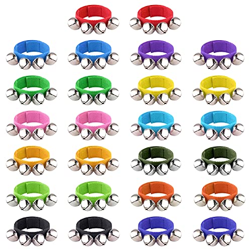 FEPITO 26 Pieces Christmas Band Wrist Bells Bracelets Jingle Bells Musical Ankle Bells Rhythm Instrument Percussion Christmas Party Decoration Favors — image 1