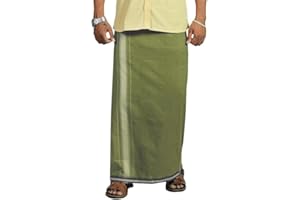 Kolakeer® Men's Cotton Color Dhoti - Kerala Style Single Dhoti Mundu with Trendy Tower Border - 4 Mulam/2.0 Mtrs