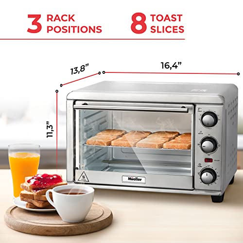 Mueller AeroHeat Convection Toaster Oven, 8 Slice, Broil, Toast, Bake