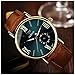 LinTimes Fashion Mens Womens Watch Quartz Analog Roman Numeral Scale Business Casual Wristwatch Brown Band Green Dial