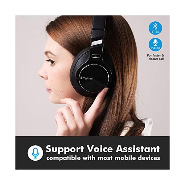 Srhythm NC75 Pro Active Noise Cancelling Headphones Bluetooth 5.0,Over-Ear Headset with Build-in Microphone,Hi-Fi,40…