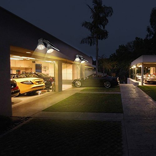 Brizled Upgraded Dual Head Solar Lights Motion Sensor Outdoor, White Solar Spotlights 12 LED Security Light 360 Degree Rotatable Flood Lights for Garage, Driveway and Wall, Warm White, 2 Pack