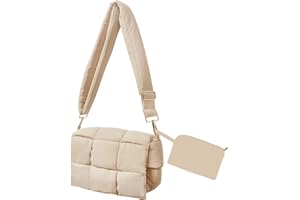 NAARIIAN Puffer woven shoulder bag padded cassette handbag with coins organizer nylon light weight women crossbody purse