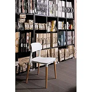 Bhumika Overseas Beechwood Legs Low Back Multipurpose Dining Chair (White)