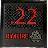 22 Hook Patch, Mini 1.0 x 1.0 inch Size, Black Color (RED Text)