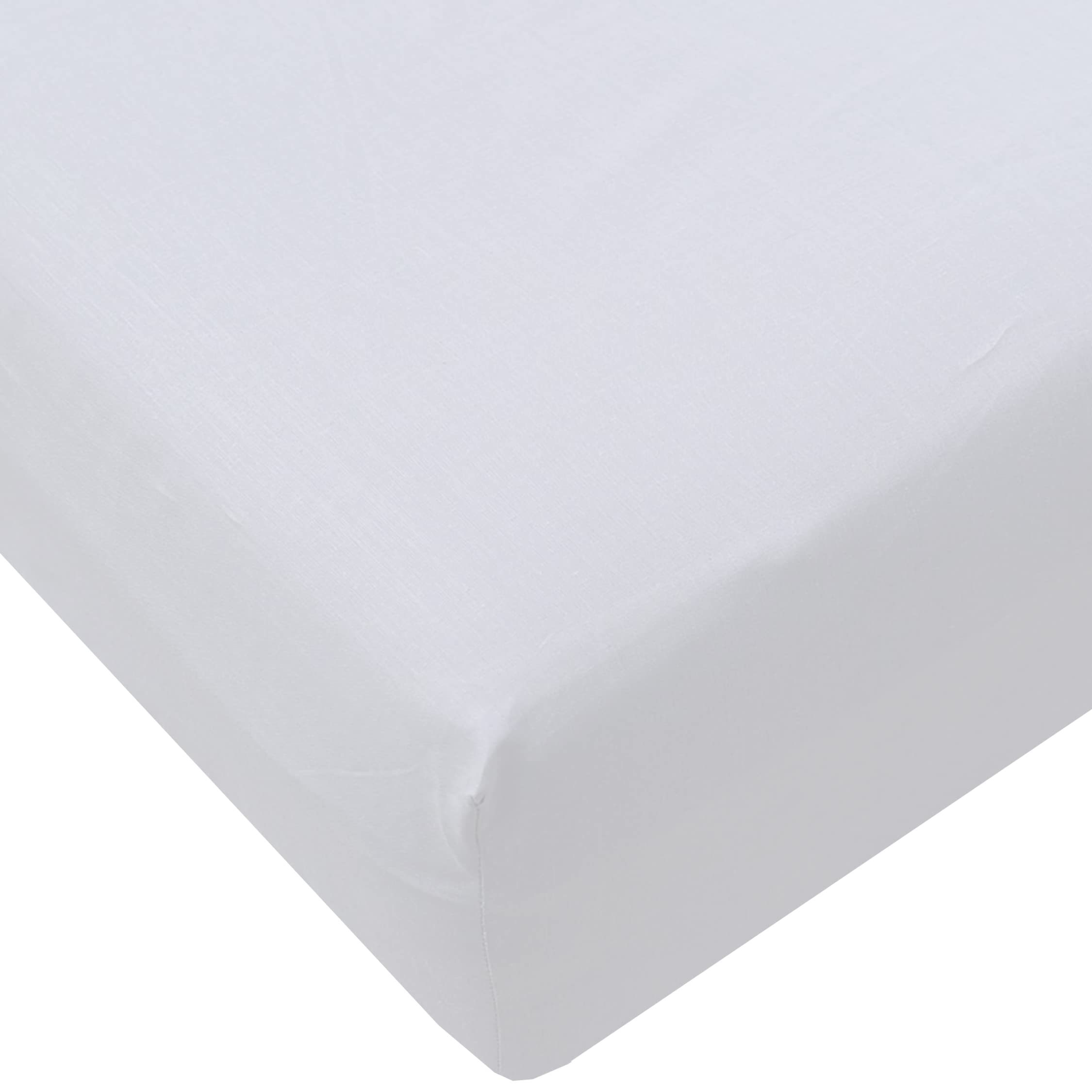 HOMELY IDEAS 180TC Fitted Sheet 25CM/10 Inches Deep with Elasticated Corners, Rich Cotton & Breathable Fitted Bed Sheets (WHITE, SUPER KING)