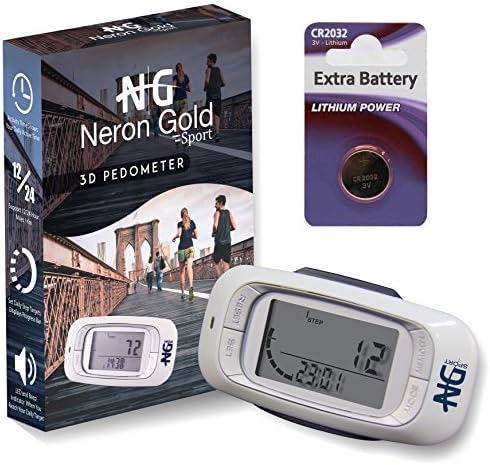 Neron Gold Walking 3D Pedometer: Best Walking Pedometer For Accurate Activity Fitness Tracking/Reliable 7-Day Memory For Step, Distance & Calorie Count/Reach Your Fitness Goals/Great Gifting Idea