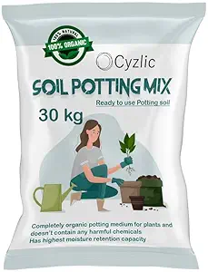 Cyzlic Soil for Plants Potting Soil Mix for Plants 30Kg | Garden Soil for Plants Less All Purpose Ready to Use Potting Mix Made with Vermicompost, Neem Cake, Potash, River Sand 30KG