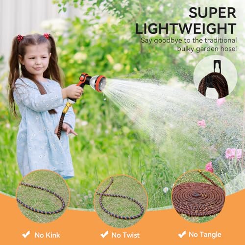 Yofidra Hose Pipe 50FT, Expandable Garden Hose with 10 Function Spray Nozzle, 3/4" & 1/2" Quick Connectors, Flexible Water Hose No-Kink, Lightweight Hosepipe for Garden, Car Washing Outdoor Cleaning