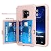 Galaxy S9 Case, Hidden Door Slim Wallet Case, Fits 2 Cards and Cash, Reinforced Drop Bumper Protection, Open Mirror, Front Frame Screen Protection For Samsung Galaxy S9 (2018) - Rose Gold