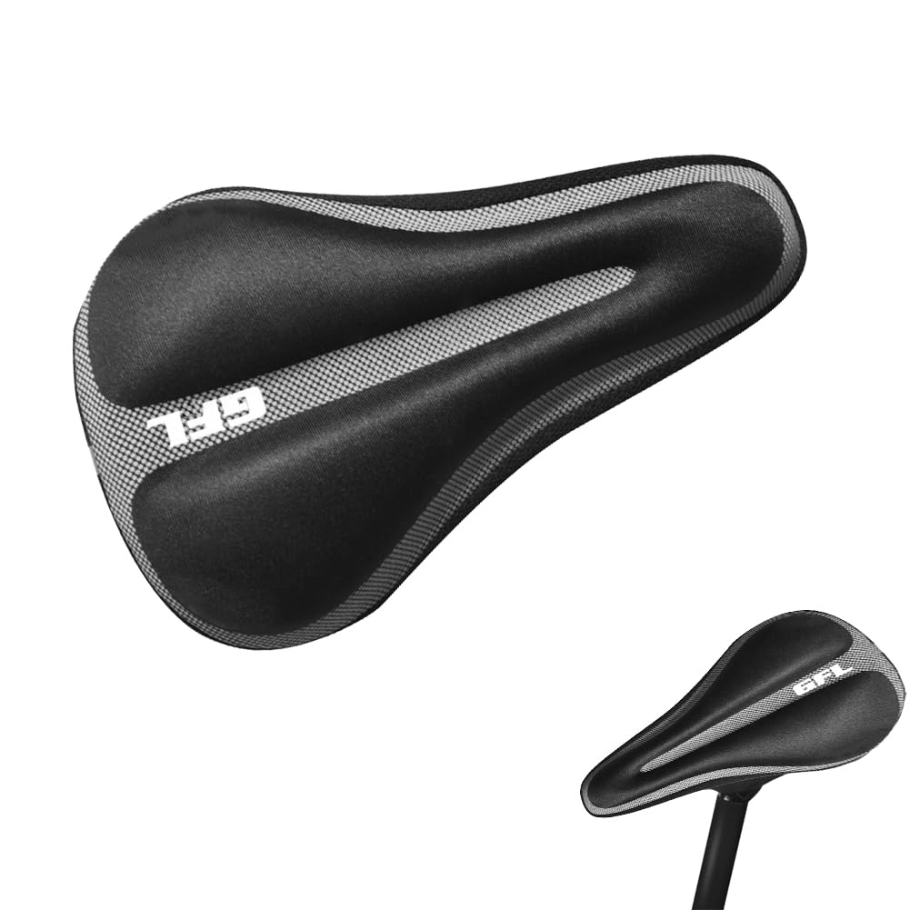 Hollow Ergonomic Bicycle Seat Cover, Bicycle Saddle Cover, Bicycle Gel Seat Cover, Road Bike Seat Cushion, for Most Bicycles such as Road Bike, Mountain Bike and Trekking Bike, 17 x 29.5 cm, Black
