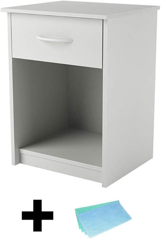 Amazon Com Mainstays 1 Drawer Nightstand End Table White Free Cleaning Cloth Kitchen Dining