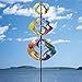 Bits and Pieces - Multi-Color Rainbow Shimmering Triple Mini Kinetic Wind Spinner - Metal Outdoor Windspinner Sculpture Lawn, Garden, and Yard Decor