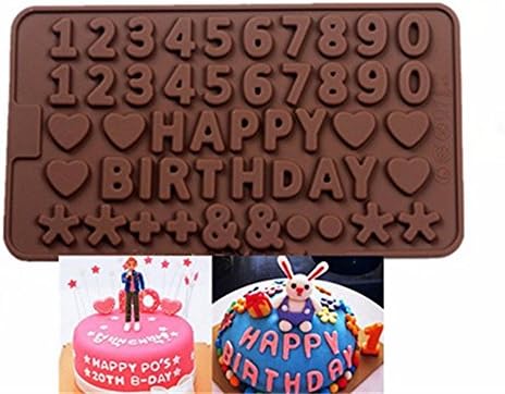 Shape 0-9 Numers Chocolate Molds Happy Birthday Words Cake Mold Pudding Dessert Decoration Mould.