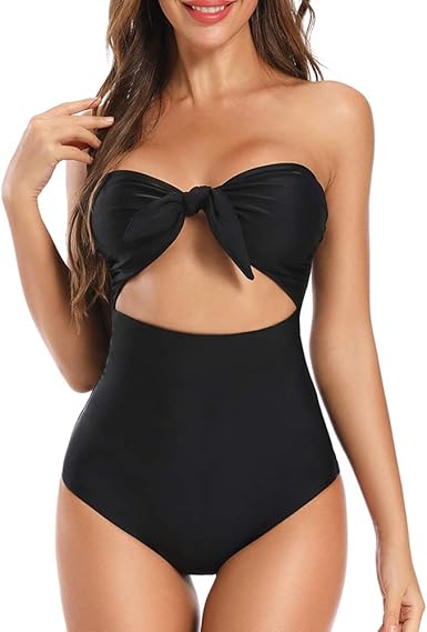 bow front cut out one piece swimsuit